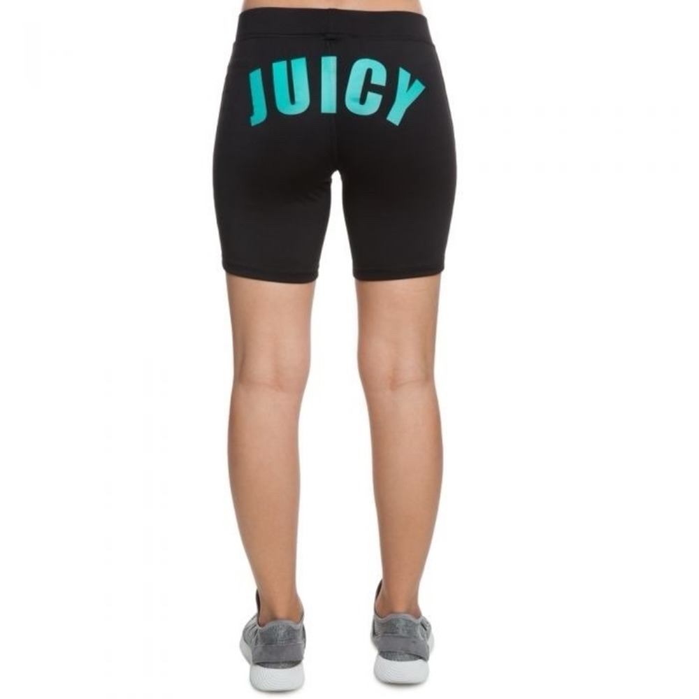 JUICY Couture Sport Active Shorts Gym Black Teal Blue Women's Size S *NEW* $108